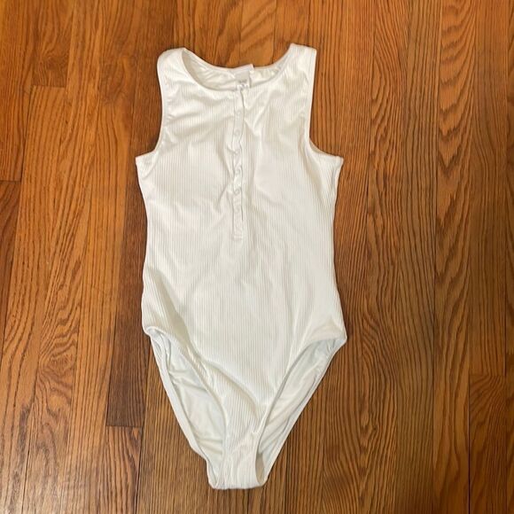 Andie Swim The Malibu One Piece Ribbed White size M NWT minimalist - Picture 2 of 6